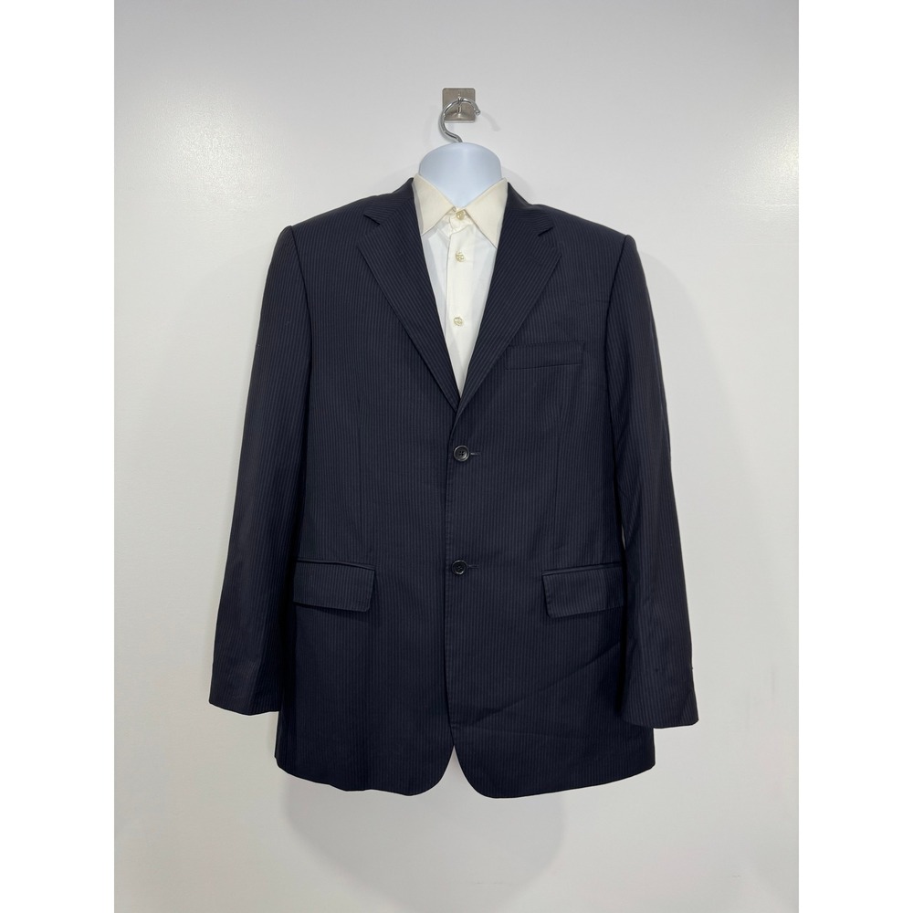 Ermenegildo Zegna Men Blue Pinstripe Wool Two Button Blazer 38R